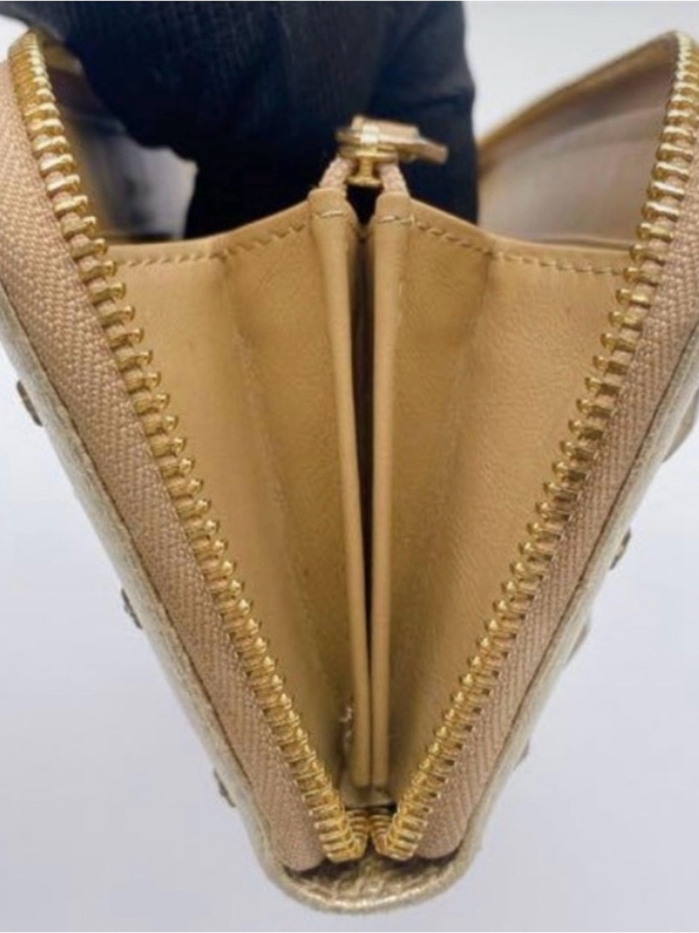JIMMY CHOO Metallic Gold Star-Studded Crystal Zip-Around Wallet - Picture 10 of 14